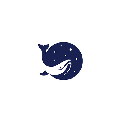 space whale航天牛奶logo设计鲸鱼蓝色海洋空间